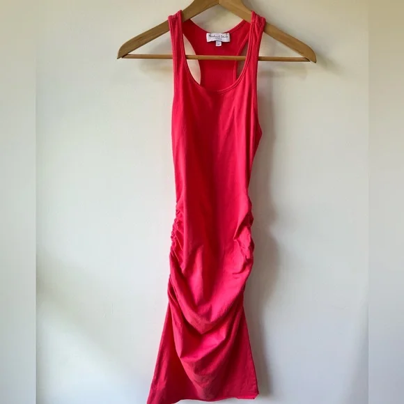 Michael Stars Pink Coral Ruched Stretch Cotton Tank Dress - Size XS - Picture 1 of 3